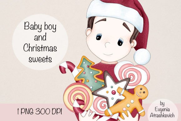 Baby Boy and Christmas Sweet Sublimation Illustrations