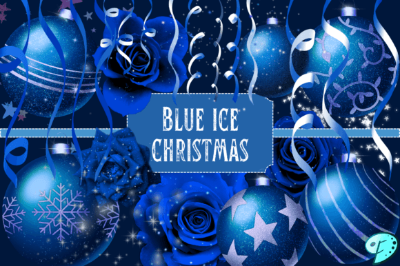 Blue Ice Christmas Clipart Bundle for Illustrations