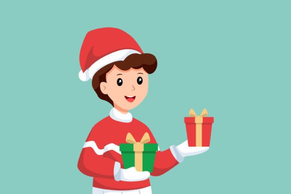 Boy with Christmas Gift Illustration Review
