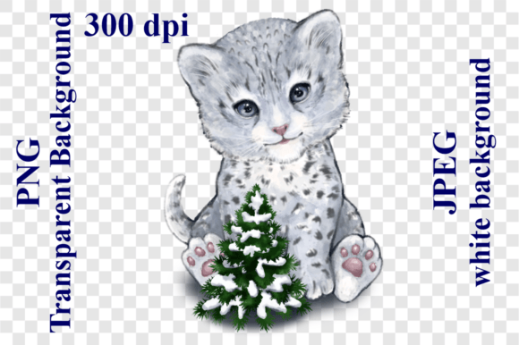 Cartoon Cute Snow Leopard Christmas Tree Illustration