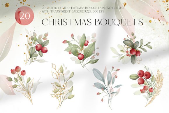 Christmas Bouquets with Cranberry: Festive Illustrations for Local Brands