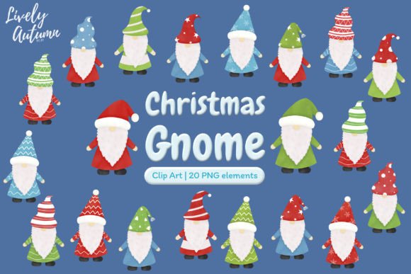 Christmas Gnome Clip Art PNG Files Set for Illustrations