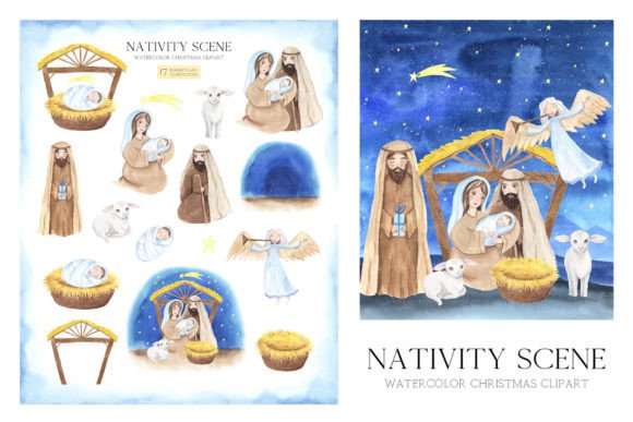 Christmas Nativity Scene Clipart for Illustrations