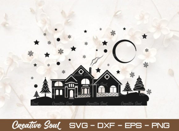 Christmas Scene SVG Cut File for Illustrations