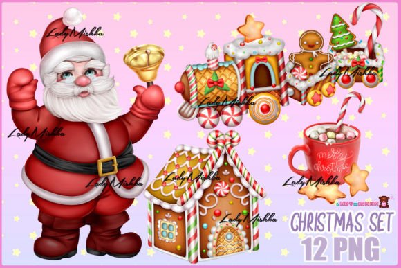 Christmas Set with Santa PNG for Local Business Branding