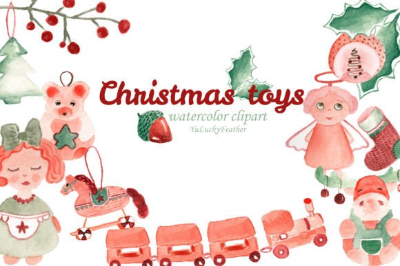 Christmas Toys Watercolor Clipart Set Review