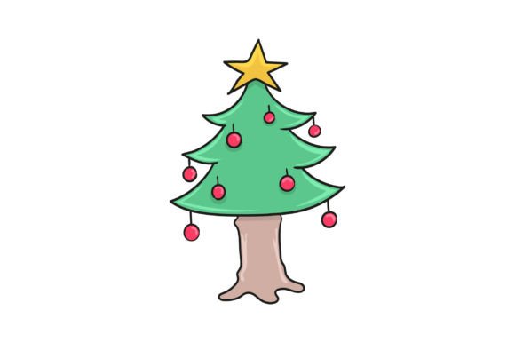 Christmas Tree Full of Decorations Illustrations