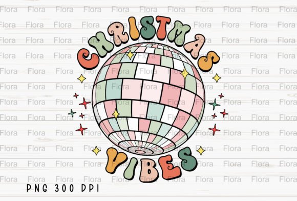 Christmas Vibes Retro Disco Ball PNG: Illustrations for Local Brands