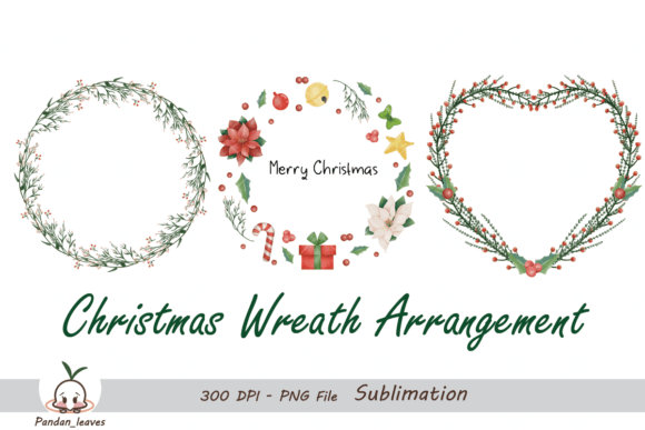 Christmas Wreath Arrangement Set 4 Illustrations Review
