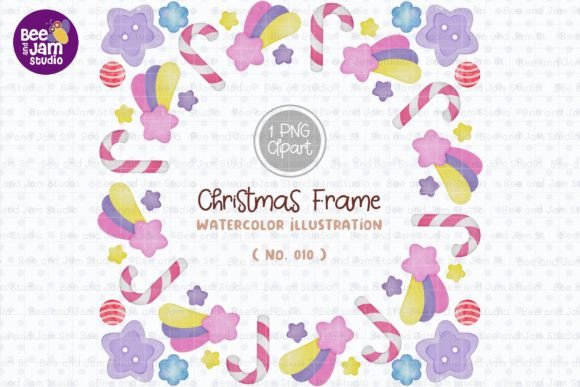 Christmas Wreath Watercolor PNG-010 Illustrations