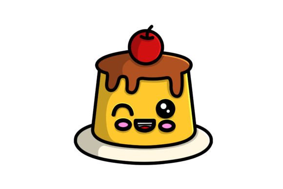 Cute Pudding Christmas Character Vector Illustration