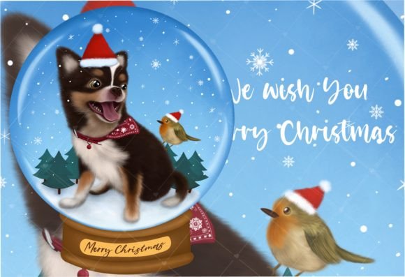 Dog Christmas Snowglobe Sublimation for Digital Illustrations