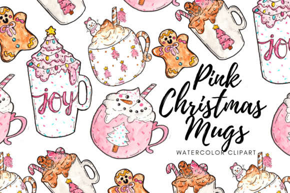 Watercolor Pink Christmas Mug Clipart Review